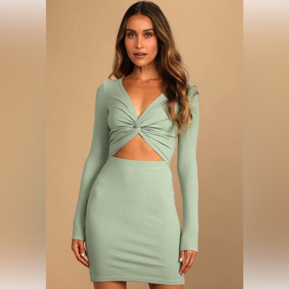 Lulus Twist of Style Sage Green Dress size L